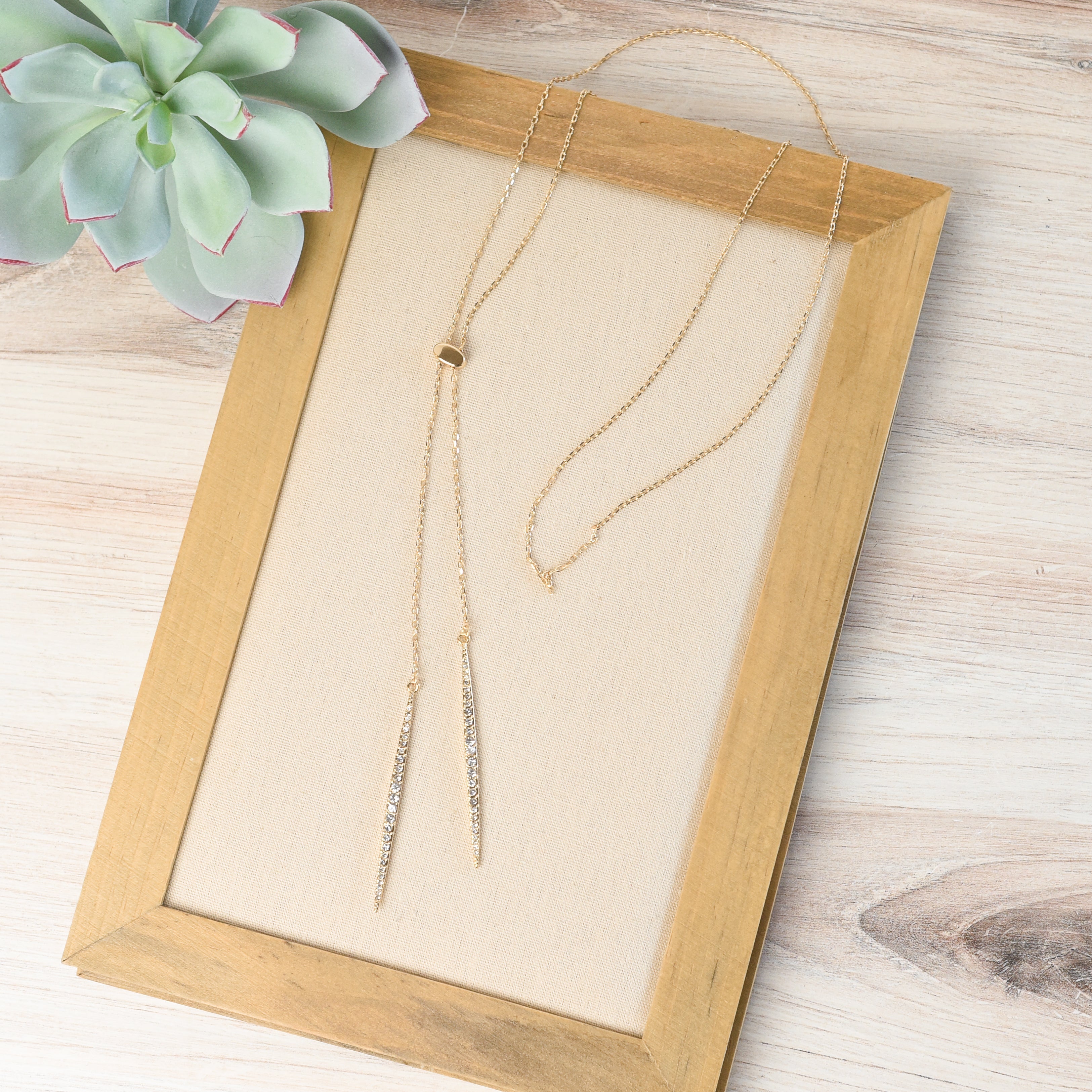Pave Lariat Pendant Necklace
