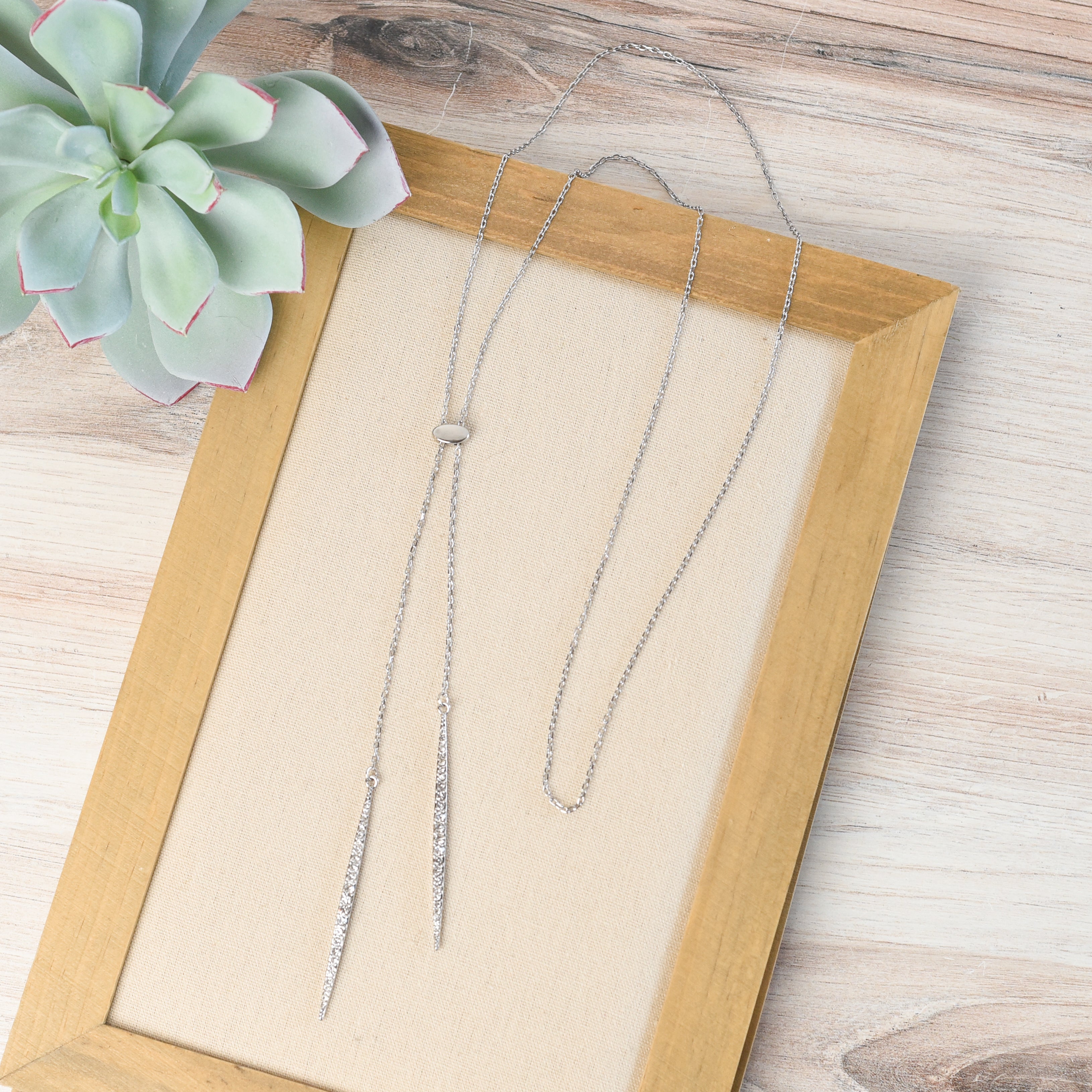 Pave Lariat Pendant Necklace