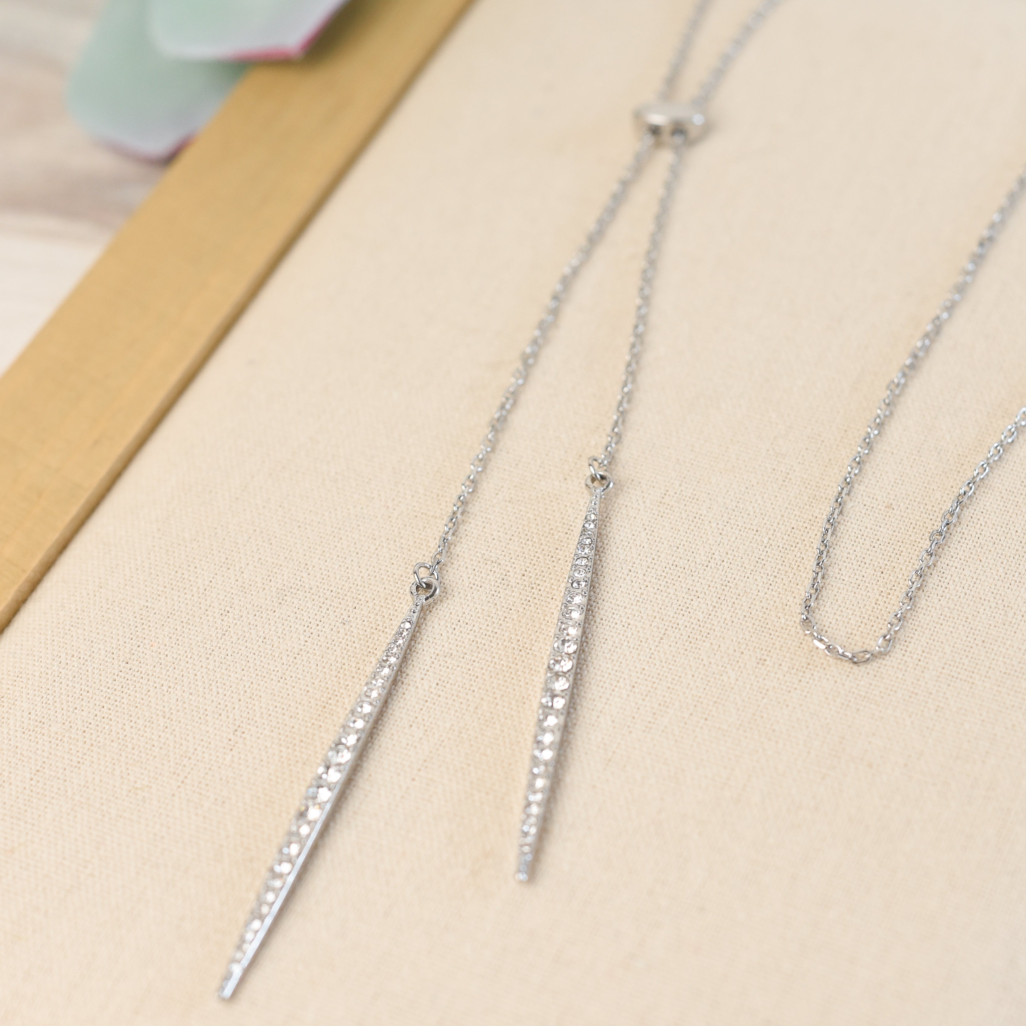 Pave Lariat Pendant Necklace